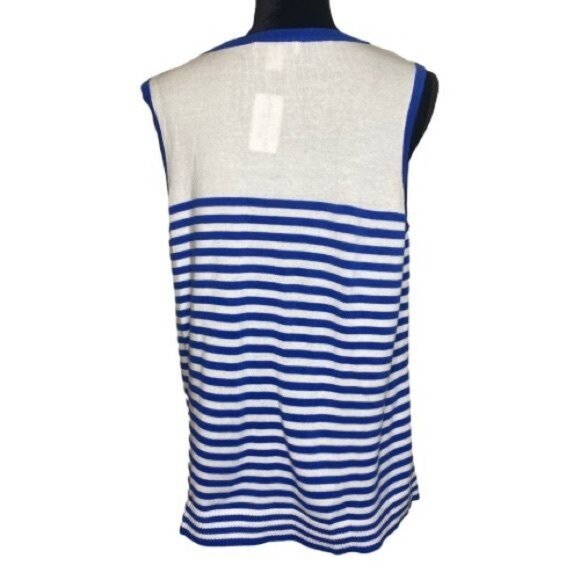 Cj Banks Womens Blue White Sleeveless Knit Tank Top Embroidered Butterfly 14W - Picture 3 of 7